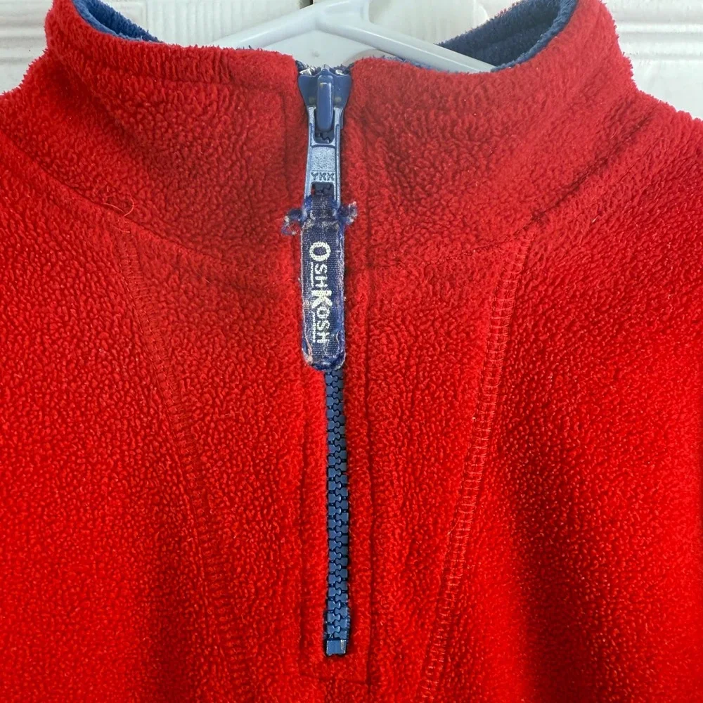 OshKosh B'Gosh Toddler‎ Fleece Pullover 3T Red Quarter Zip Retro Style 90w